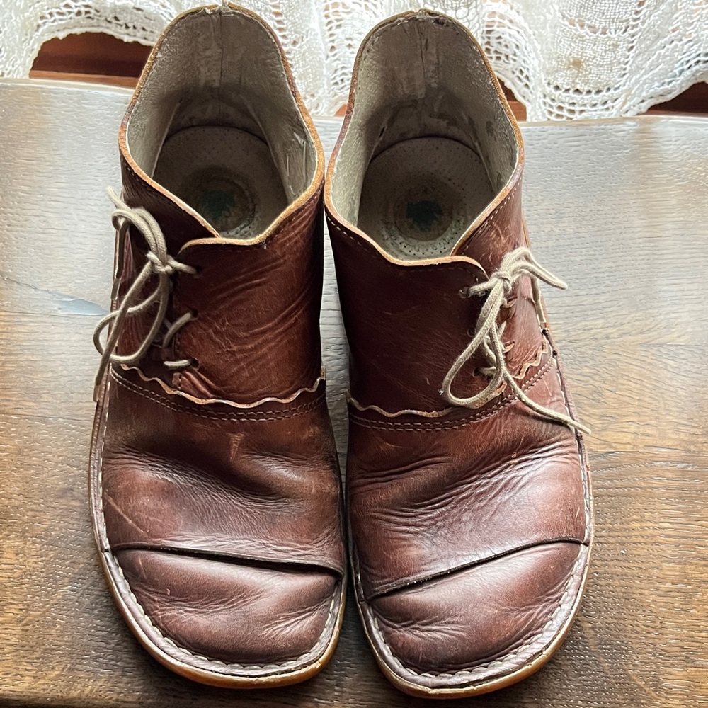 El Naturalista Chestnut Leather Ankle Booties